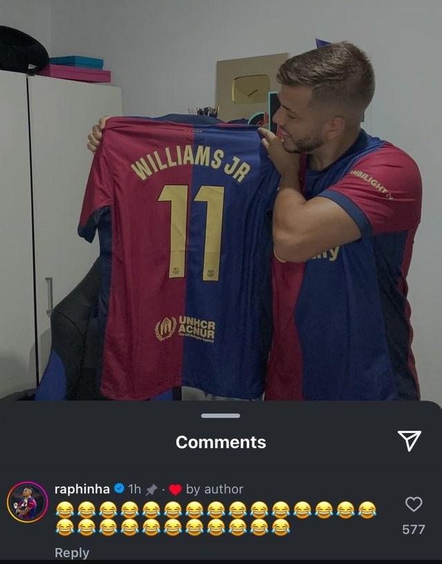 In tên Nico Williams, CĐV Barcelona bị Raphinha 'mỉa mai' trên MXH - ảnh 1