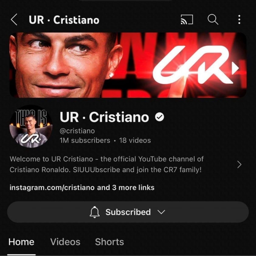 Ronaldo gây sốt khi tạo kênh Youtube, lập kỷ lục trong vòng 1 giờ 516541